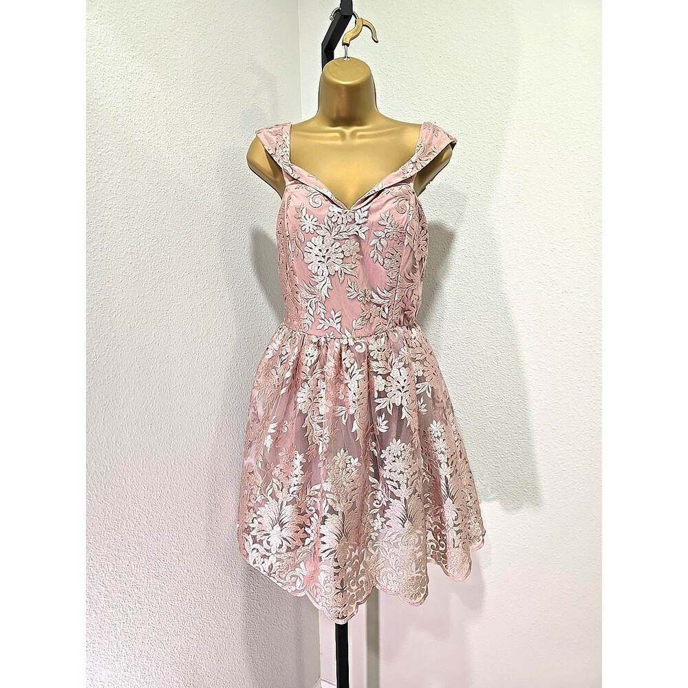 Pink Mauve Sleeveless Dress Lace Overlay Womens Large Boho Fairy Princess Pastel